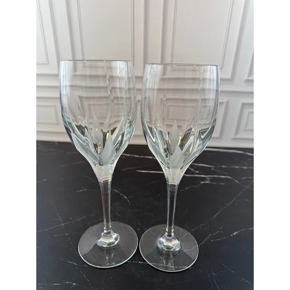 Mikasa Crystal Flame D'Amore Wine Glasses Set of TWO MINT! 9in.